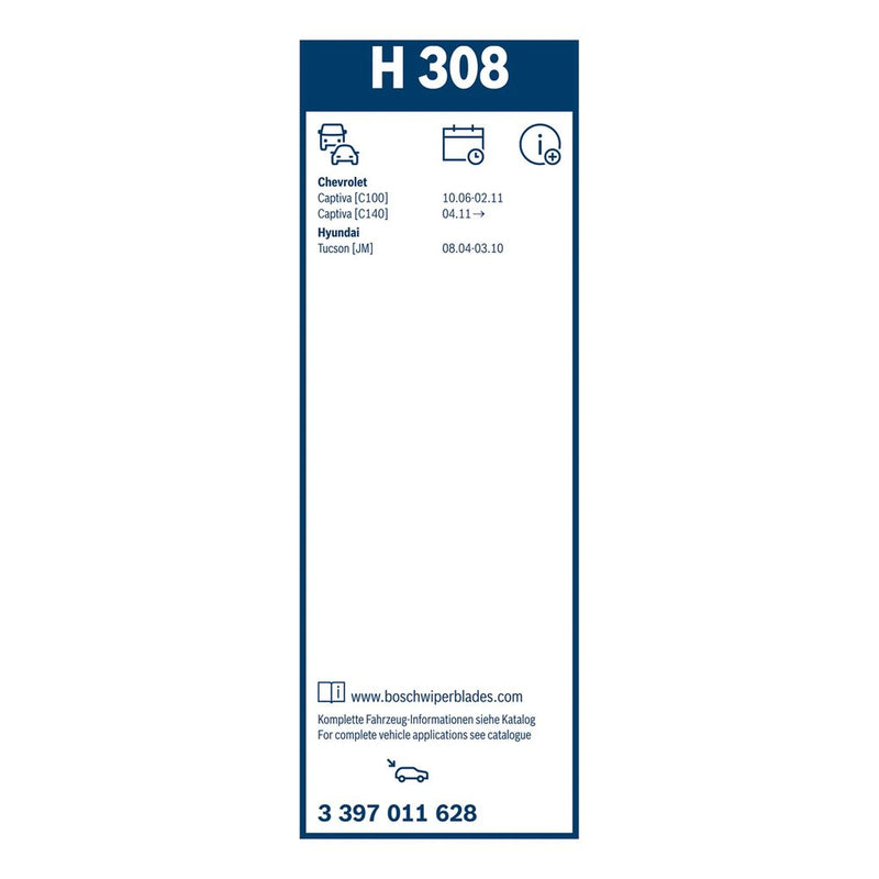Bosch Conventional Wiper Blade 300mm — H308 fits Chevrolet Captiva 2006-2018