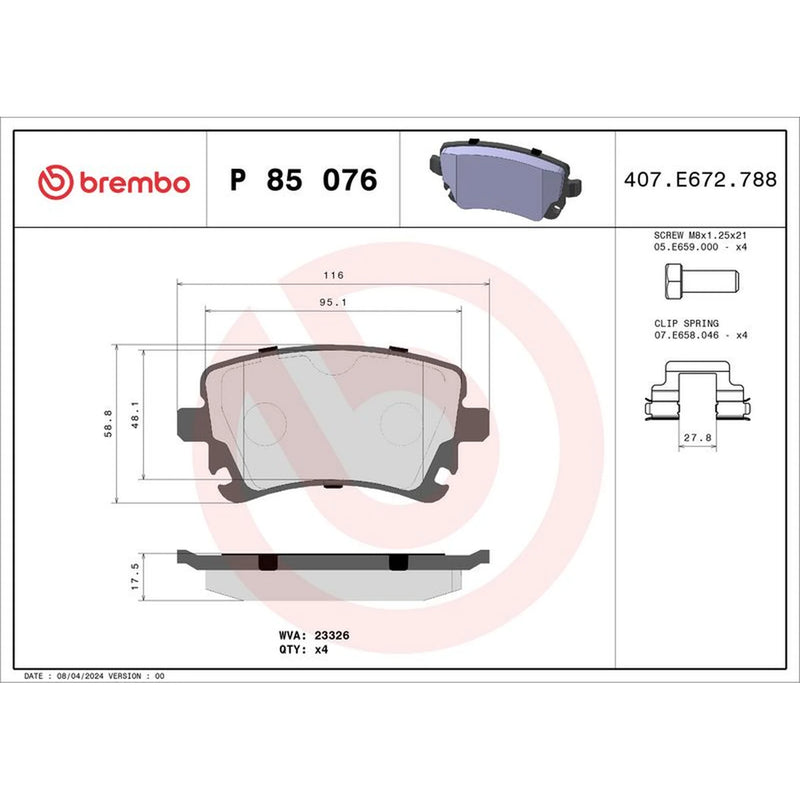 Brembo Rear Brake Discs & Pads fits Audi A6 C6 2004-2011 2.0 2.4 2.7 2.8 3.0 3.2