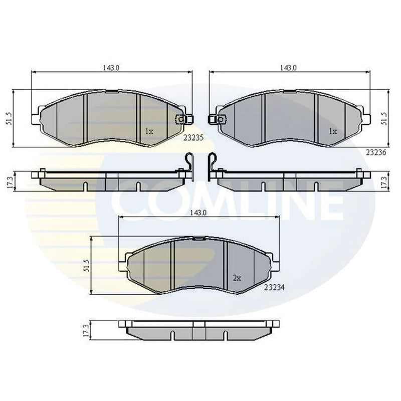 Comline 4 x Front Brake Pad Set fits Chevrolet Aveo / Kalos 2005-2013 1.4