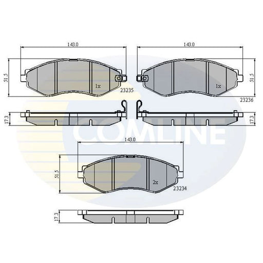 Comline 4 x Front Brake Pad Set fits Chevrolet Aveo / Kalos 2005-2013 1.4