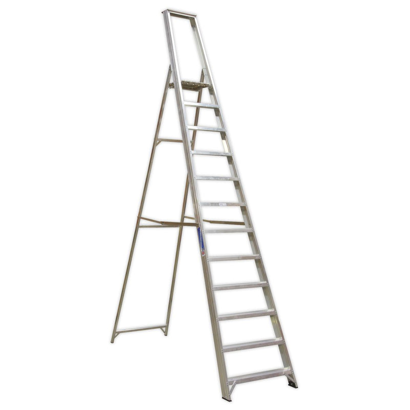 Sealey Industrial Step Ladder 12-Tread Aluminium - BS 2037/1 AXL12 Sealey - Dynamic Drive