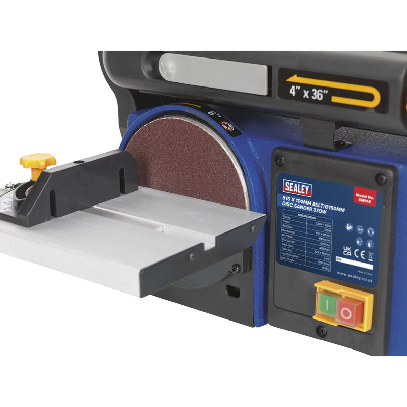 Sealey Belt/Disc Sander 915 x 100mm/ï150mm 370W/230V SM914 Sealey - Dynamic Drive