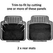 4 PCS Car Mats Rubber & Carpet Black Universal Fit Heavy Duty Non Slip Sakura - Bars 4 Cars