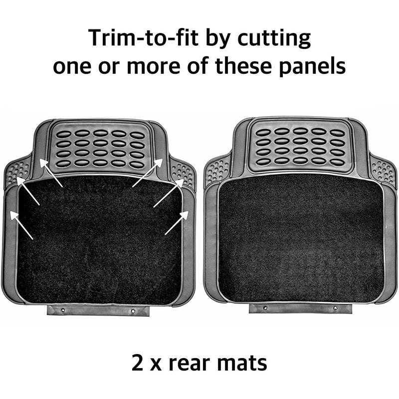 4 PCS Car Mats Rubber & Carpet Black Universal Fit Heavy Duty Non Slip Sakura - Bars 4 Cars