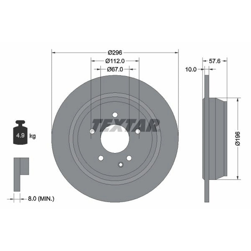 Textar 2 x Solid Rear Brake Discs 93123503-x2