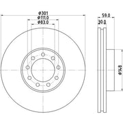 Mintex 2 x Vented Front Brake Discs MDC1933-x2