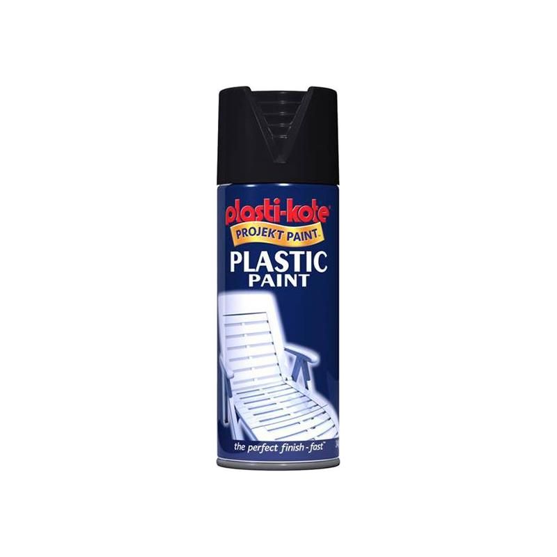 Plastikote Plastic Paint Spray Black Gloss 400ml PlastiKote - Town Tools