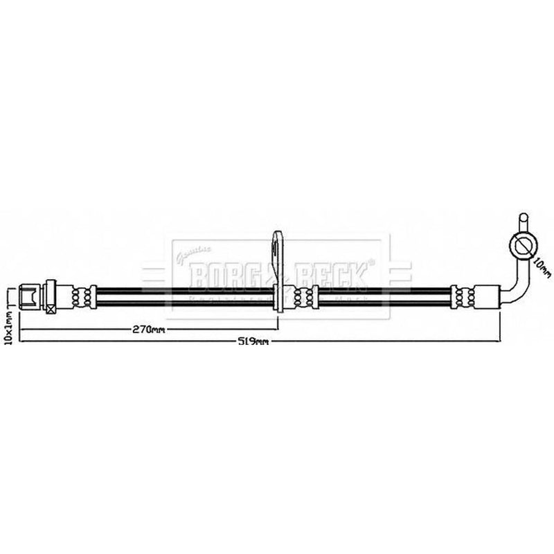 Borg & Beck Brake Hydraulic Hose Line Rear BBH8204