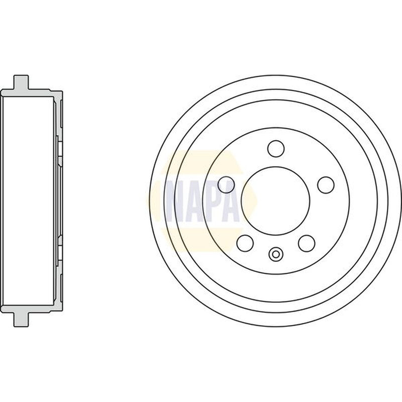 NAPA 2 x Brake Drums fits Skoda Rapid Spaceback 2012-2019 1.0 1.2 1.4 1.6