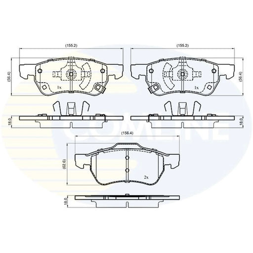 Comline Front Brake Discs & Pads fits MG Zs SUV 2017 on 1.0 1.5