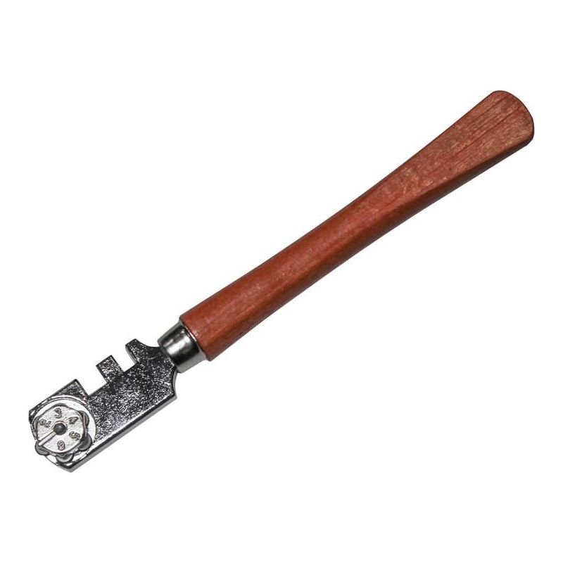 Faithfull Six Wheel Glasscutter Tungsten Carbide - Wood Handle Faithfull - Dynamic Drive