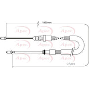 Apec Handbrake Cable Left Rear fits Citroën C3 II 2009-2016 1.2 1.6