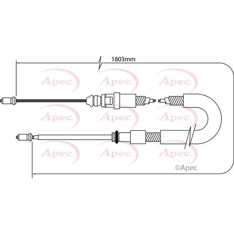 Apec Handbrake Cable Left Rear fits Citroën C3 II 2009-2016 1.2 1.6
