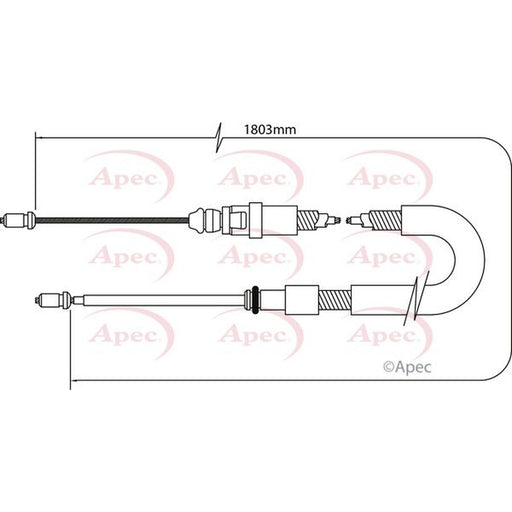 Apec Handbrake Cable Left Rear fits Citroën C3 II 2009-2016 1.2 1.6