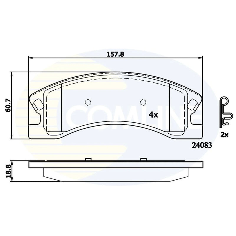 Comline 4 x Front Brake Pad Set fits Jeep Cherokee 2002-2008 2.8