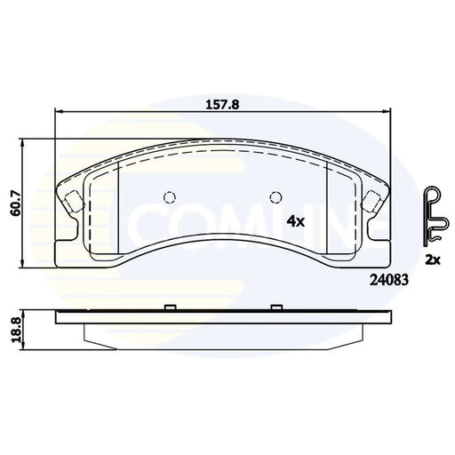 Comline 4 x Front Brake Pad Set fits Jeep Cherokee 2002-2008 2.8