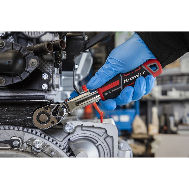 Premier Pear-Head Offset Ratchet Wrench with Flip Reverse 1/2"Sq Drive Sealey Premier - Dynamic Drive