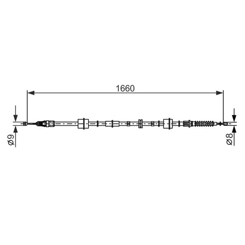 Bosch Handbrake Cable Centre fits Jaguar X-Type I 2001-2009 2.0 2.1 2.2 2.5 3.0