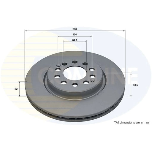 Comline 2 x Internally Vented Brake Discs fits MG Zs SUV 2017 on 1.0 1.5