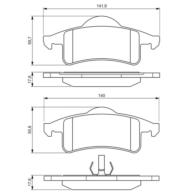 Bosch Front & Rear Pads fits Jeep Grand Cherokee 1999-2005 2.7 3.1 4.0 4.7