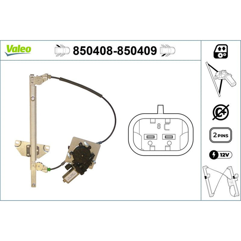 Valeo Electric Window Regulator Lifter Right Rear 850409