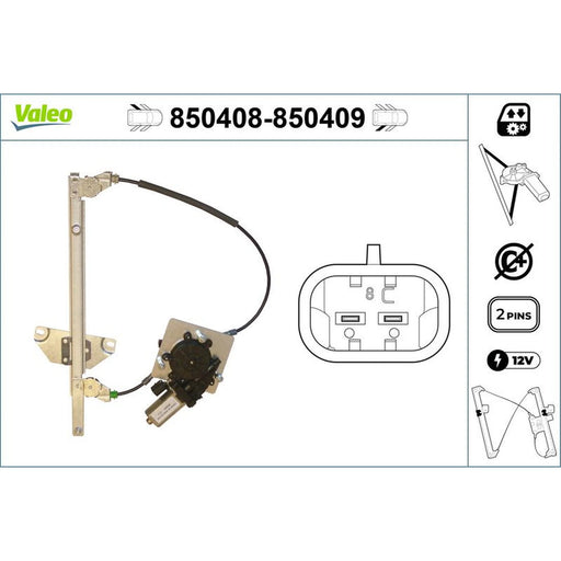 Valeo Electric Window Regulator Lifter Right Rear 850409