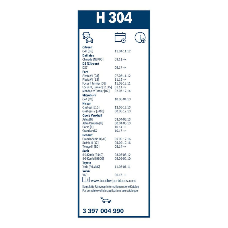 Bosch Conventional Wiper Blade 300mm — H304 fits Cadillac Bls 2007-2010