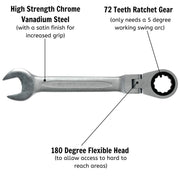 Teng Tools Ratcheting Combination Spanner Metric RF 19mm Teng Tools - Dynamic Drive
