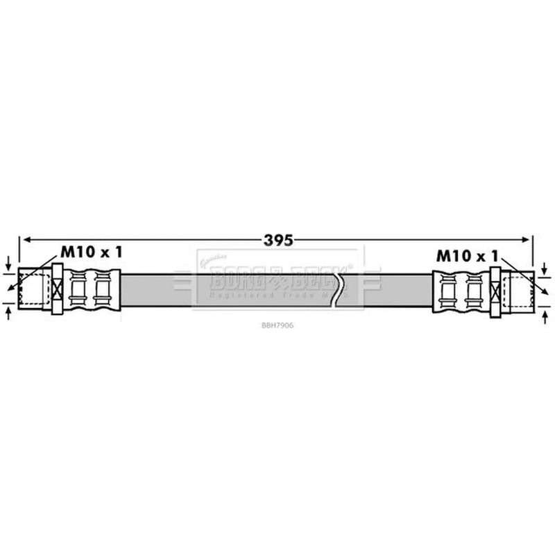 Borg & Beck Brake Hydraulic Hose Line Rear BBH7906