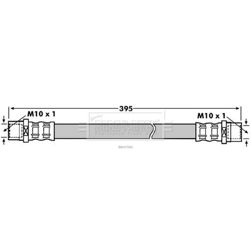 Borg & Beck Brake Hydraulic Hose Line Rear BBH7906