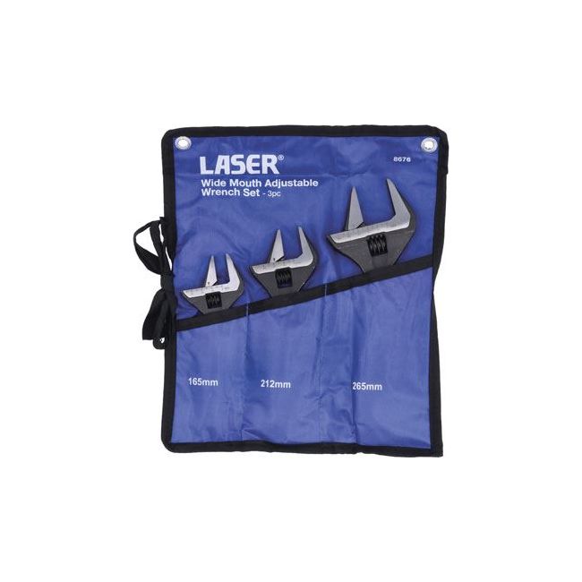 Laser Wide Mouth Adjustable Wrench Set 3pc 8676 Laser - Dynamic Drive