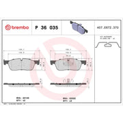 Brembo 4 x Front Brake Pad Set fits Jaguar F-Pace 2015 on 2.0 3.0
