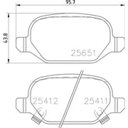 Brembo 4 x Rear Brake Pad Set fits Fiat 500 2007 on 1.4