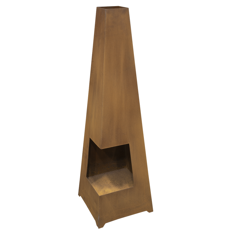 Dellonda Chiminea Wood Burner Heater for Outdoors W45cm x H150cm Corten Steel Dellonda  - Dynamic Drive