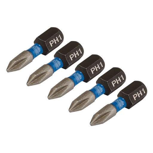 Draper Expert Cross Slot/PH Type Impact Screwdriver Bits, No.1 x 25mm, 1/4" Hex Draper - Dynamic Drive