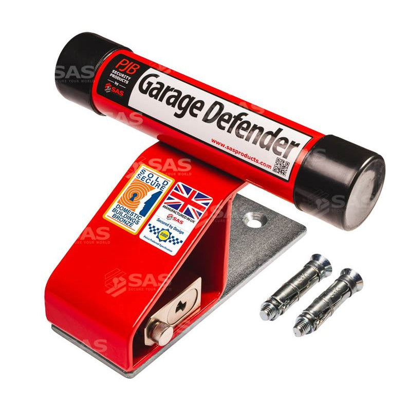 SAS Security Products SAS PJB Garage Defender for Up-and-Over Garage Doors Bolt Down / Red / Lock Keyed Alike - Main Product Image | NN4 Online