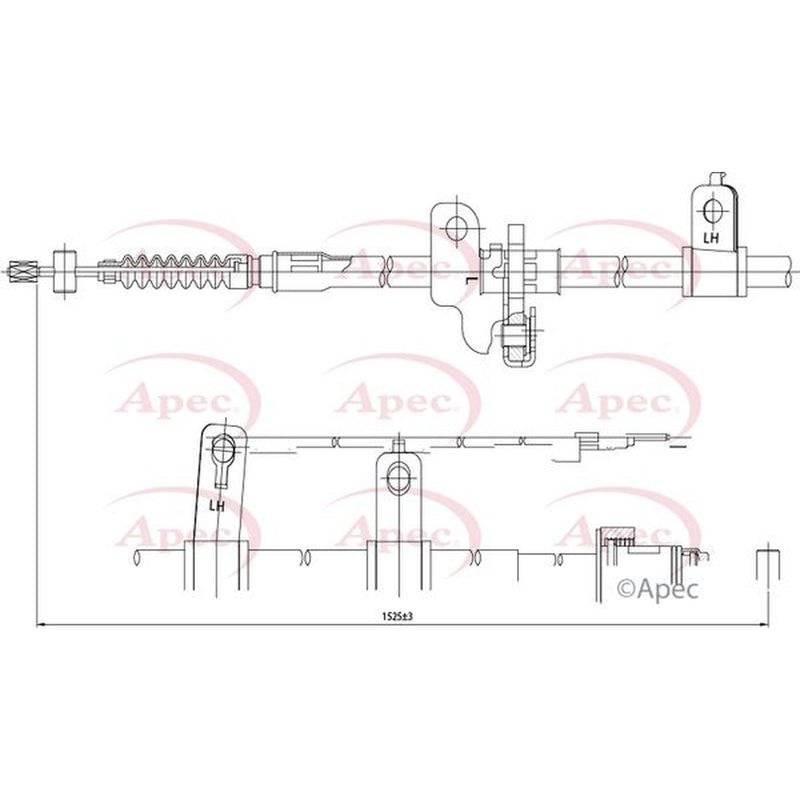 Apec Handbrake Cable Left Rear fits Kia Picanto I 2004-2011 1.0 1.1