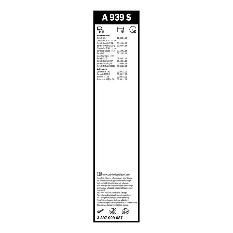 Bosch Aerotwin Wiper Blade Set 600mm + 600mm — A939S fits Mercedes-Benz C-Class