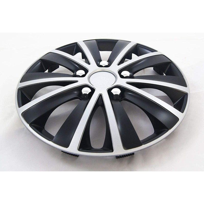 4 X 15" Black & Grey Stripe Multi-Spoke Wheel Trims Hub Caps Covers Protectors Versaco  - Dynamic Drive