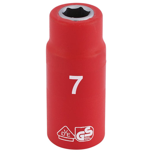 Draper Fully Insulated VDE Socket, 1/4" Sq. Dr., 7mm 31325 Draper - Dynamic Drive