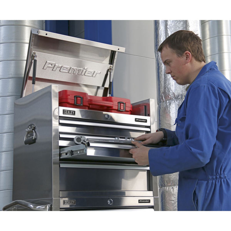 Sealey Top Chest 4 Drawer 675mm Stainless Steel Heavy Duty Tool Storage Box Sealey  - Dynamic Drive