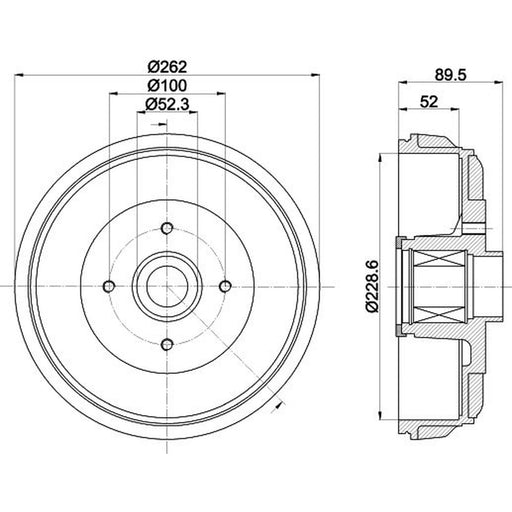 Mintex Brake Drum Assembly Rear fits Dacia Dokker 2012-2021 1.2 1.3 1.5 1.6