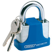 Draper Laminated Steel Padlock and 2 Keys with Hardened Steel Shackle and Bumper Draper  - Dynamic Drive