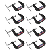 Sealey Junior C-Clamp Set 28mm x 28mm 8pc GCC05 Sealey - Dynamic Drive