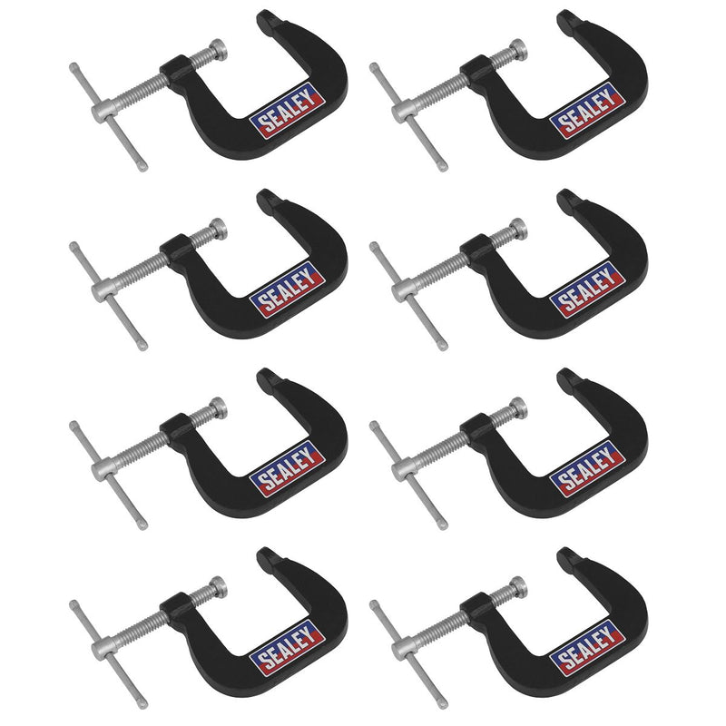 Sealey Junior C-Clamp Set 28mm x 28mm 8pc GCC05 Sealey - Dynamic Drive