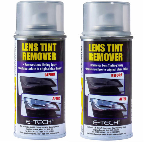 2x E-Tech Light Lenses Lens Tint Remover Spray Glass Plastic Car Motorbike 150ml E-Tech - Dynamic Drive