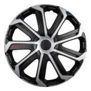 Evo Black/Silver 14" Alloy Look Multi-Spoke Wheel Trims Hub Caps Covers Verscao  - Dynamic Drive