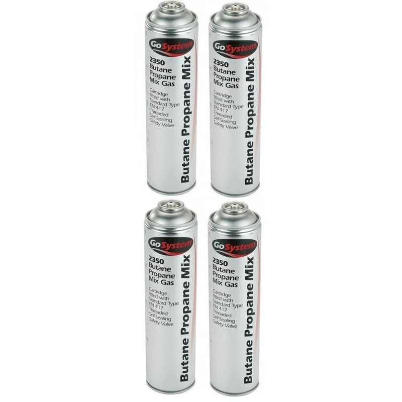 4x GoSystem Butane Propane Mix Gas 350g 631ml Go System - UK Camping And Leisure