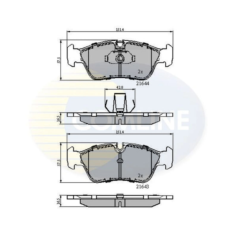 Comline 4 x Front Brake Pad Set fits Alpina Roadster S 2003-2005 3.3