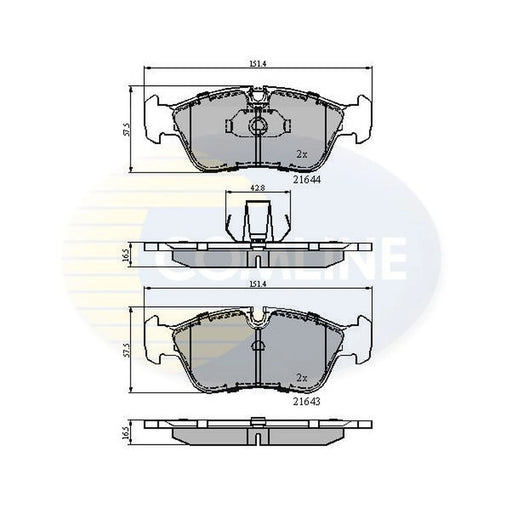 Comline 4 x Front Brake Pad Set fits Alpina Roadster S 2003-2005 3.3